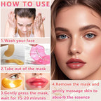 40 Pairs Lip Mask & Eye Mask, 24K Gold Gel Crystal Collagen Under Eye Patches - Image 7