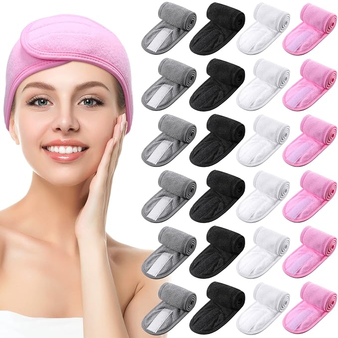 Hoteam 24 Pcs Spa Facial Spa Headband Bulk Skincare Headband Adjustable Face by Hoteam