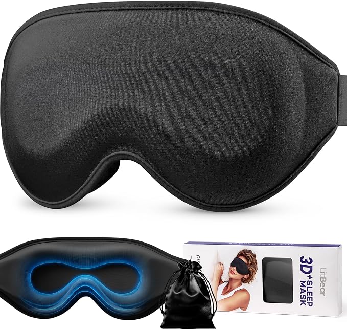 LitBear Long Lash Sleep Mask for Women Men Side Sleeper, 3D Contoured Light by LitBear