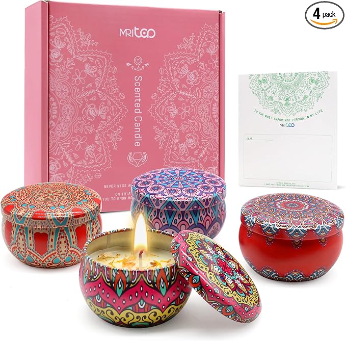 Scented Candles Gift Set for Women 4 Pack Soy Wax Candles by MRLTOP