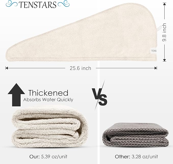 TENSTARS 5 Pack Thicken Microfiber Hair Towel Wrap - Image 6