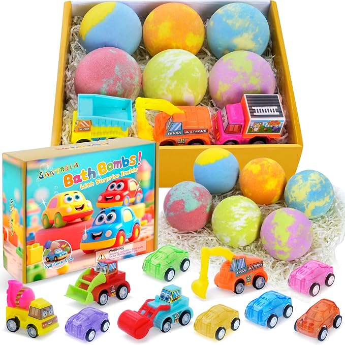 Bath Bombs for Kids with Surprise Toys Inside, 6 Pack Bath Bombs Gift Set with by Santrela