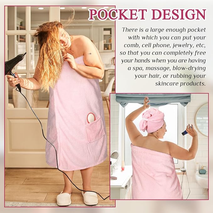 Tigeen Plus Size Towel Wrap for Women Spa Robe Set - Image 6