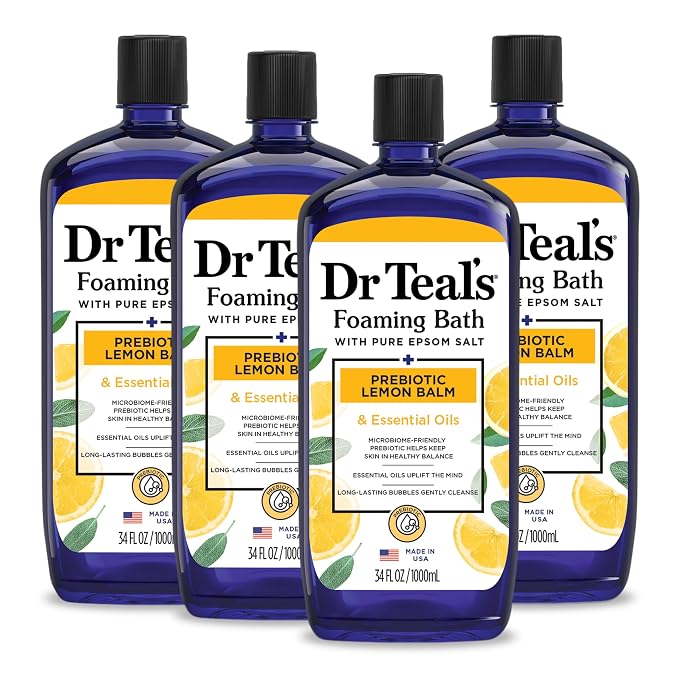 Dr Teal's Foaming Bath with Pure Epsom Salt, Prebiotic Lemon Balm & Essential by DrTeals