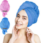 HOMEXCEL 2 Pack Large Microfiber Hair Towels Waffle Weave- 40 x 26.5 inches by HOMEXCEL