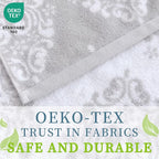 Grey Pattern Bath Towels, Quick Dry Bath Towel, Damask Jacquard Shower Towel - Image 3