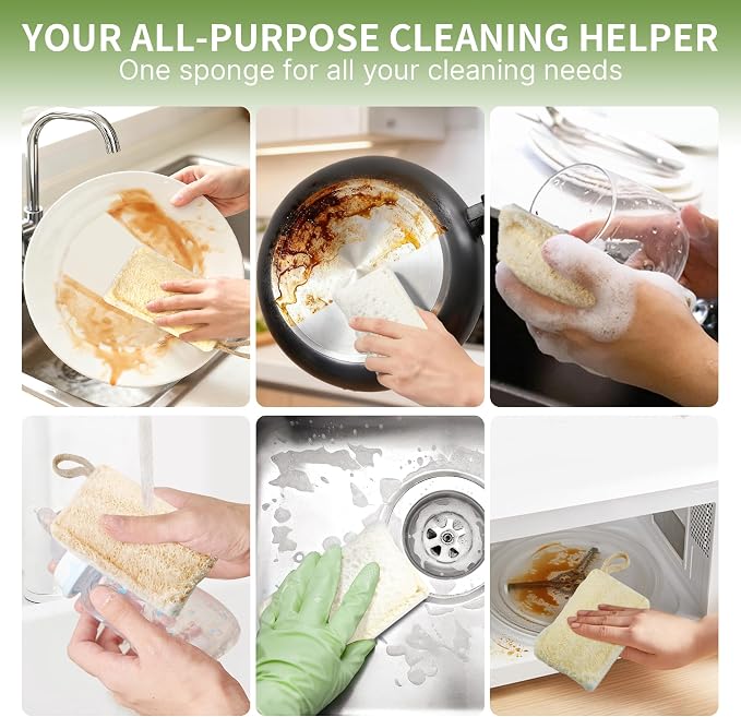 6 Pack Natural Loofah Sponges for Dishes, Loofah Kitchen Sponges - Image 6