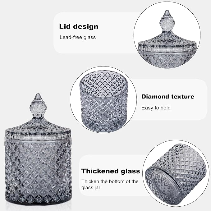 2 Pack Qtip Holder Thick Glass Apothecary Jars - Image 4