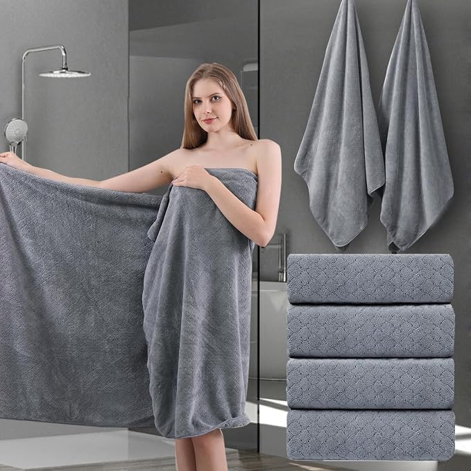 Ycosy Gray Bath Towels Set 35x70 Inches by Ycosy