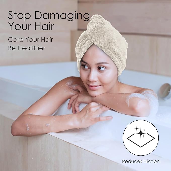 TENSTARS 5 Pack Thicken Microfiber Hair Towel Wrap - Image 2