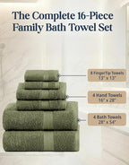 LANE LINEN Luxury Cotton Bath Towel Pack of 16 - Image 4