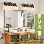 Licperron Farmhouse 3-Lights Wood Bathroom Vanity Light, Rustic Black Bathroom - Image 6