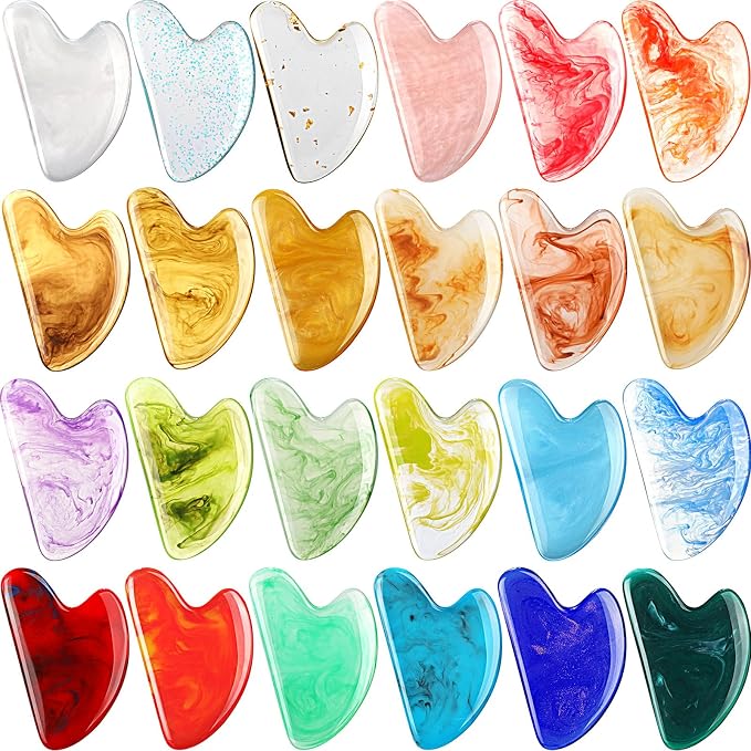 Sherr 24 Pcs Gua Sha Facial Tool Resin Gua Sha Massage Tool Heart Shaped Gua by Sherr