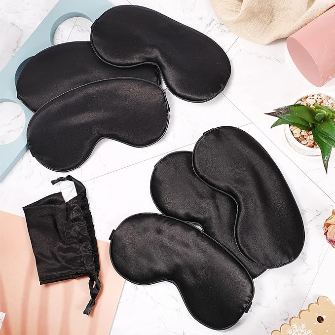 6 Pieces Natural Silk Sleep Mask Soft Eye Mask Adjustable Strap Blindfold - Image 4