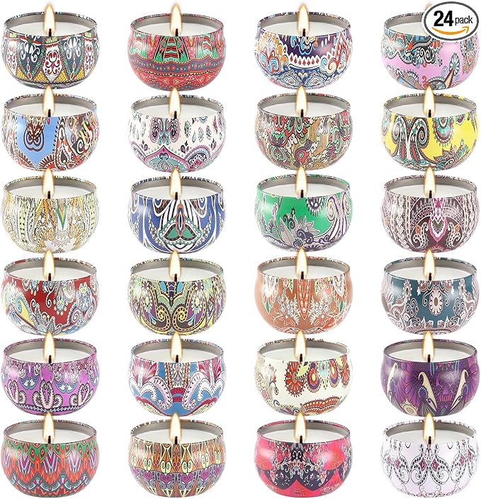WPONSZU Scented Candles Gifts Set 24 Pack Soy Wax Travel Tin Jar Candles by WPONSZU