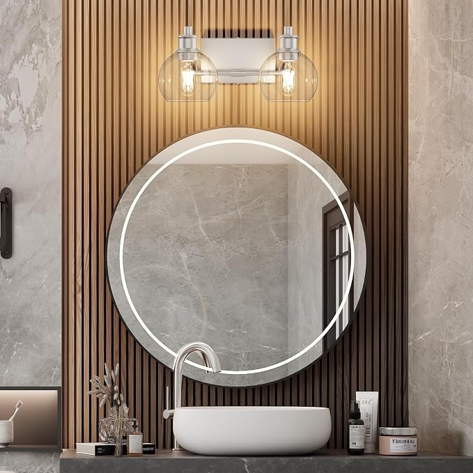 Tipace 2 Light Wall Scone Vintage Vanity Light Fixtures Brushed Nickel Wall - Image 6