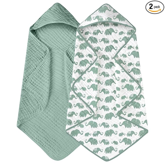 Yoofoss Hooded Baby Towels for Newborn 2 Pack 100% Muslin Organic Cotton Baby by YOOFOSS