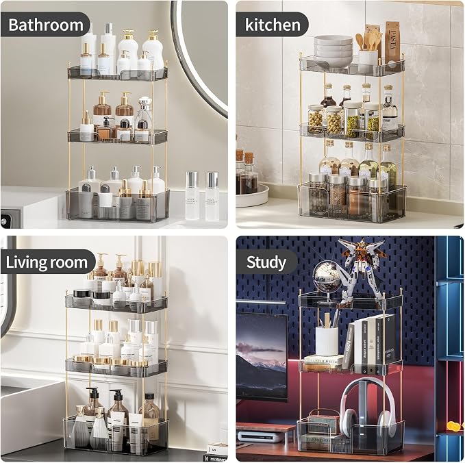 Akinbas 3 Tier Bathroom Organizer Countertop Makeup Perfume Tray Skincare - Image 5