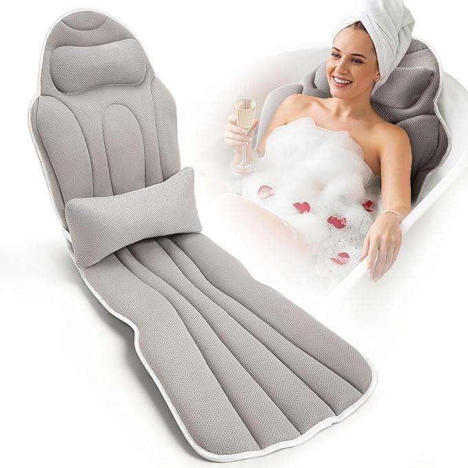 Full Body Bath Pillow for Bathtub, Thick 5D Air Mesh Luxury Spa Tub Cushion by Toiysyy