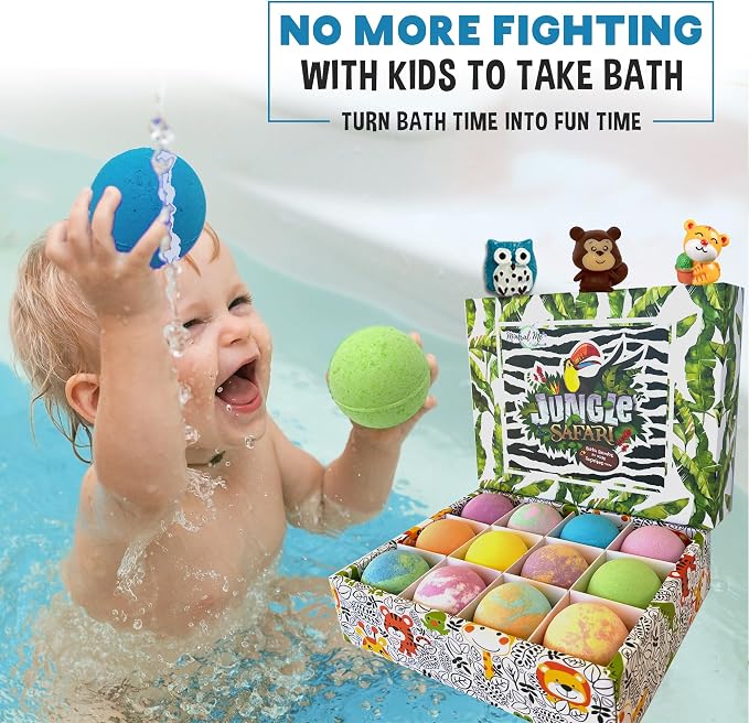 Bath Bombs for Kids with Surprise Inside, 12 Bubble Bath Fizzies with Jungle - Image 7
