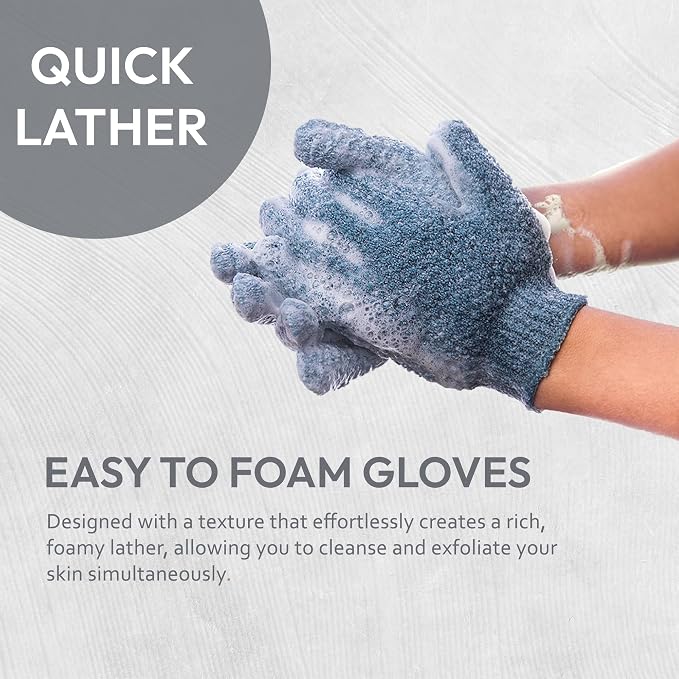 4 Pairs Exfoliating Gloves, 100% Nylon, Dual Texture Body Scrub - Image 7