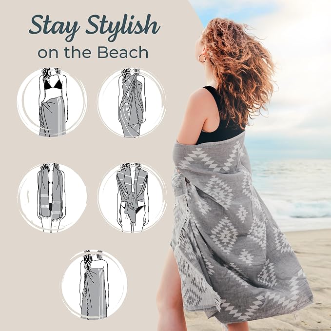 Premium Turkish Beach Towel – 35"x67" Lightweight Quick Dry Towel – 100% Cotton - Image 4