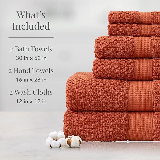 NY Loft 100% Cotton Towel Set 6 Piece Towel Set | Super Soft & Absorbent - Image 2