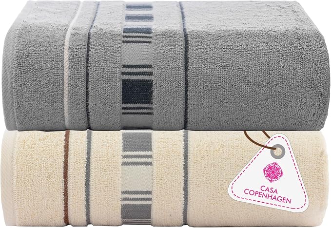 CASA COPENHAGEN X Line 2Pcs 100% Egyptian Cotton Large Designer Bathsheet by CASACOPENHAGEN