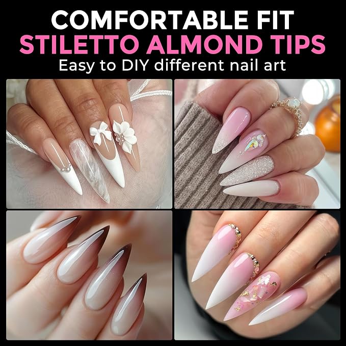 UNA GELLA Long Stiletto Gel Nail Tips: 216pcs Halloween Stiletto Almond Fake - Image 2