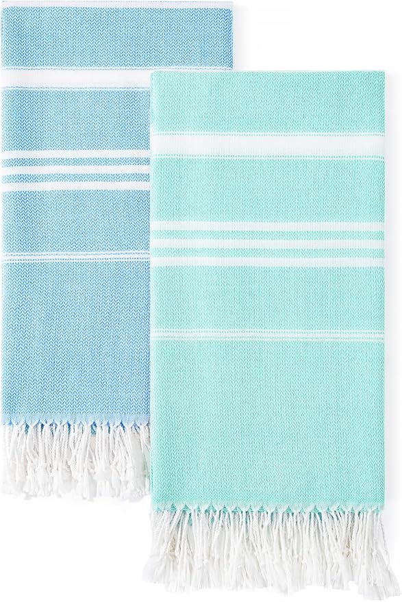 2 Packs Cotton Turkish Beach Towels Quick Dry Sand Free Soft Absorbent Adult by ANTFUNYgivesmorechoices