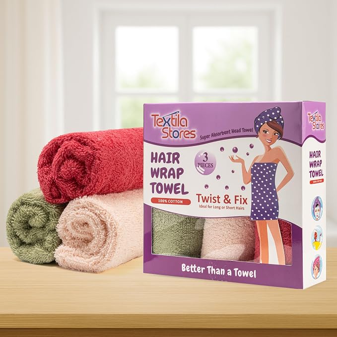 Textila 100% Cotton Hair Wrap Towels - Image 2