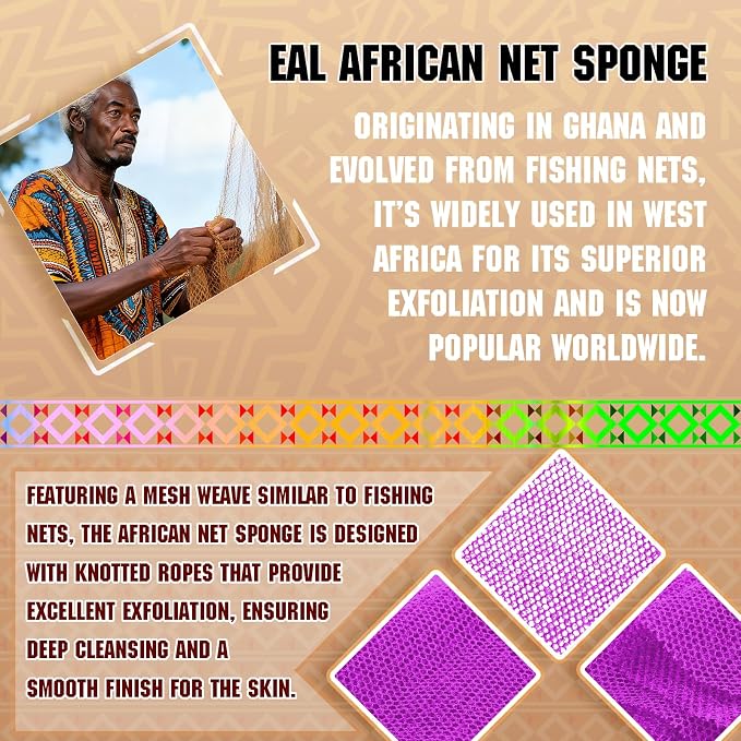African Net Sponge Set -Premium Exfoliating Bath Scrubber - Image 3
