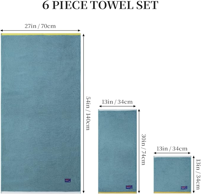 REDKISS 6 Piece Luxury Bath Towel Set, 2 Bath Towels, 2 Hand Towels, 2 - Image 3
