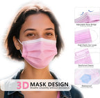 akgk 100PCS Pink Disposable Face Masks, 3-Ply Breathable Pink Face Mask - Image 4