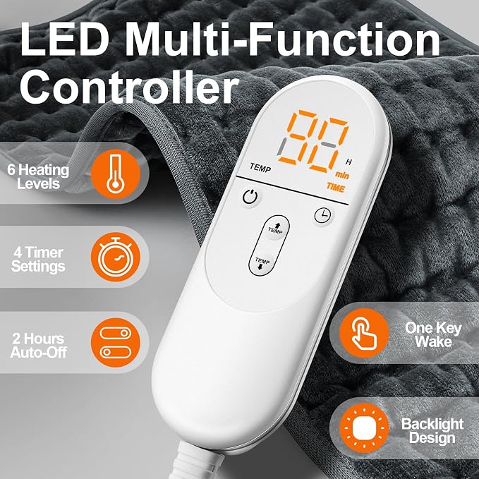 Heating Pad for Back, Electric Heating Pads for Cramps/Abdomen/Waist/Shoulder - Image 2