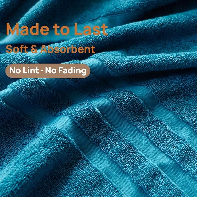 Bath Towels 4 Pack, 30 x 60 Inches, Large 100% Cotton Towels, Comfortable - Image 4