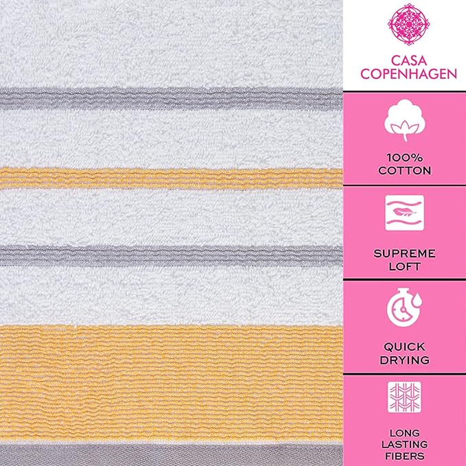 CASA COPENHAGEN White Bay 4Pcs 100% Egyptian Cotton Designer Hand Towels Gift - Image 4