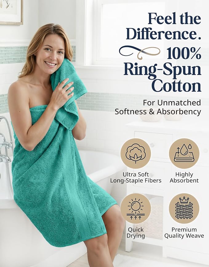 LANE LINEN 100% Cotton Bath Towel Set - Image 2