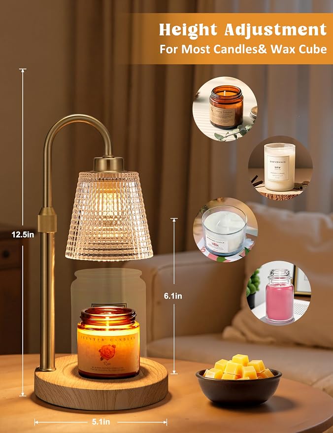 Innqoo Wood Color& Clear Candle Warmer Lamp - Image 3