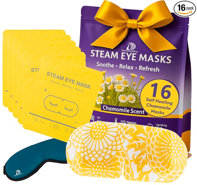 Steam Eye Mask - 16 Pack Chamomile Self-Heating Warm Compress by DoSensePro
