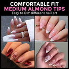 UNA GELLA Almond Nail Tips 216pcs Medium Almond Press on Nails Pre-shape Gel - Image 2