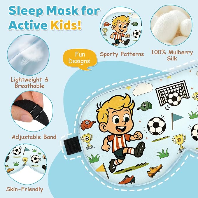 Kids Silk Sleep Mask – 100% Mulberry Silk Eye Cover, Kid Eye Mask - Image 2