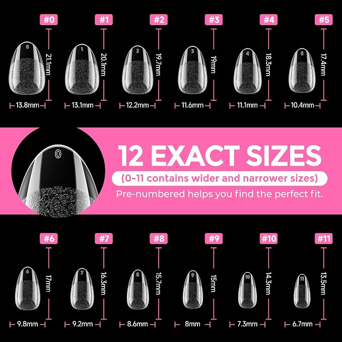 UNA GELLA Short Almond Round Fake Nails 216pcs Almond Press on Nails Pre-shape - Image 8