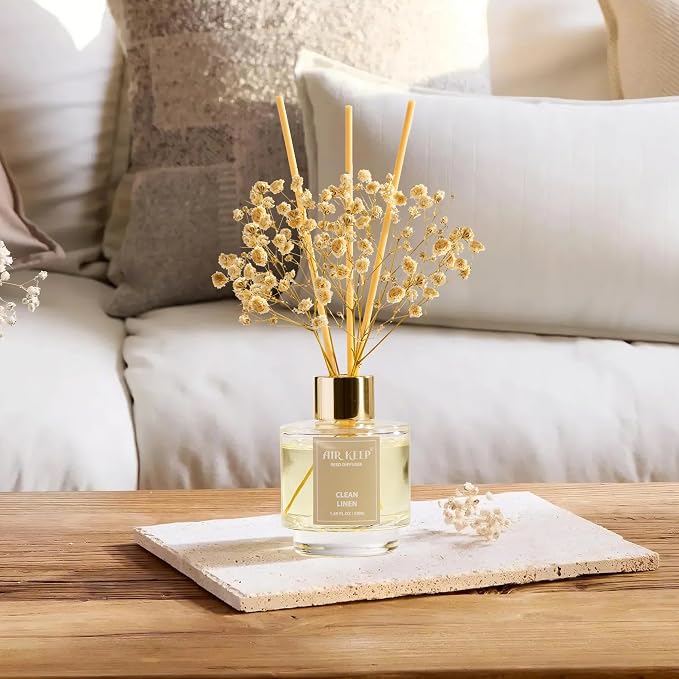 Airkeep Reed Diffuser Set of 3, Clean Linen Ocean Mist&Sea Salt Lavender - Image 2