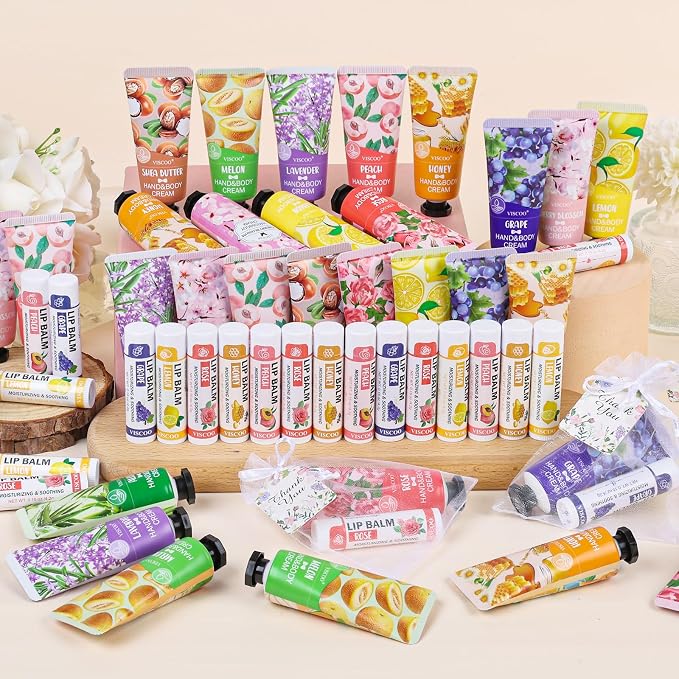 VISCOO 80 Sets Hand Cream and Lip Balm Bulk Set, Mothers Day Gifts, Teacher - Image 7