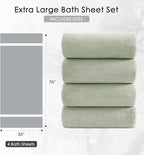 4 Piece Extra Large Bath Towel 35"x70" Oversized Bath Sheet Green Bath Towel Set - Image 5