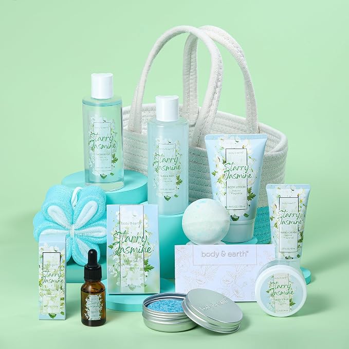 Body & Earth Gift Baskets for Women 11PCS Jasmine Spa Gift Sets for Her - Image 3