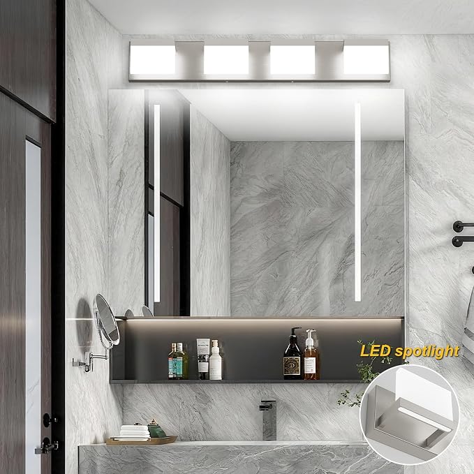 Tipace 4 Lights LED Modern Vanity Light Brushed Nickel Bathroom Lighting - Image 3