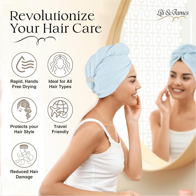 Lili&James 100% Cotton Hair Towel Wrap - Image 6