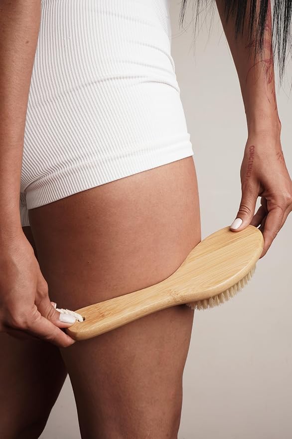 Dry Brush for body with Natural Boar Bristle & Bamboo Handle. Dry Body Brush - Image 4